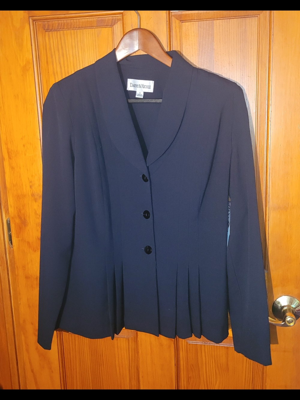 Danny & Nicole Navy Pleated Women's Blazer Jacket Size 10 New